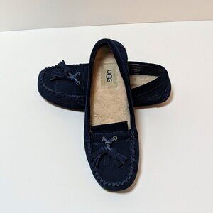 Ugg Navy Blue Suede Lizzy Moccasin Slipper Size 6